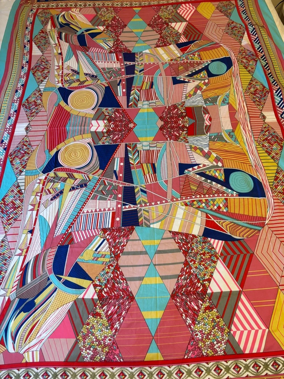 Multicolor Geometric Abstract XL Scarf sarong